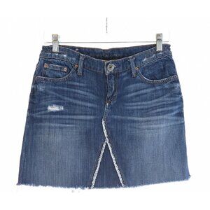 Banana Republic Distressed Cutoff Raw Hem Denim Mini Skirt Blue Jean Fray Sz 26